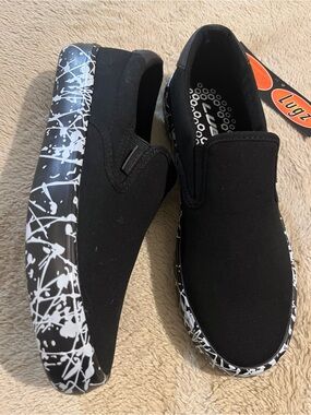 Lugz Black/White Clipper Splash Slip-On Sneakers